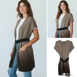 Vince ombré belted open front alpaca and cashmere cardigan